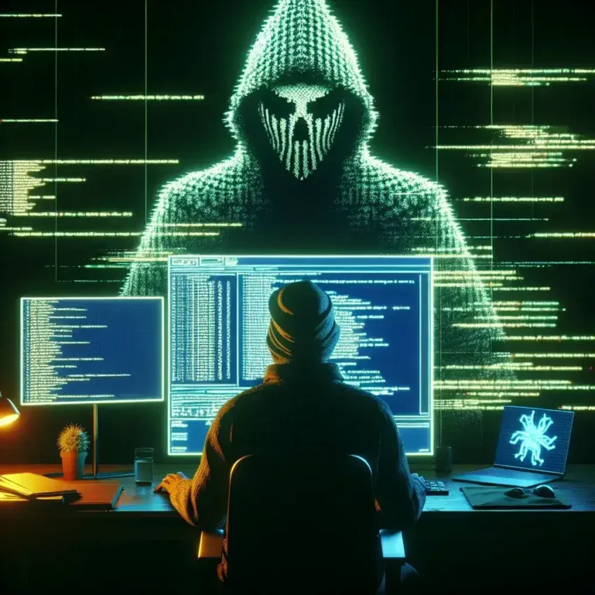"Illustration depicting hackers exploiting software patch vulnerabilities to execute malicious attacks, highlighting the risks associated with inadequate cybersecurity measures."