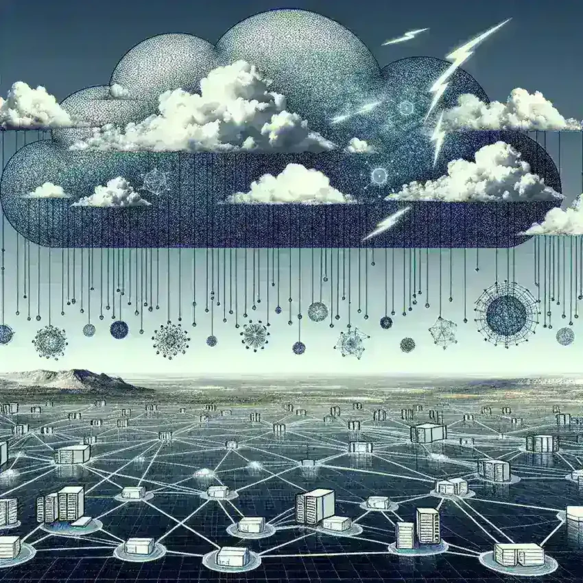 "Illustration depicting common distributed computing fallacies impacting cloud projects, featuring icons representing errors like network latency, data consistency, and scalability challenges in cloud computing systems."